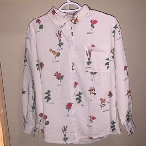 White floral button down